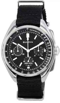 Bulova - Lunar Pilot Special Edition Chronograph tachymeter Quartz 96A225 Mens Watch Dial Polyester Strap - Black