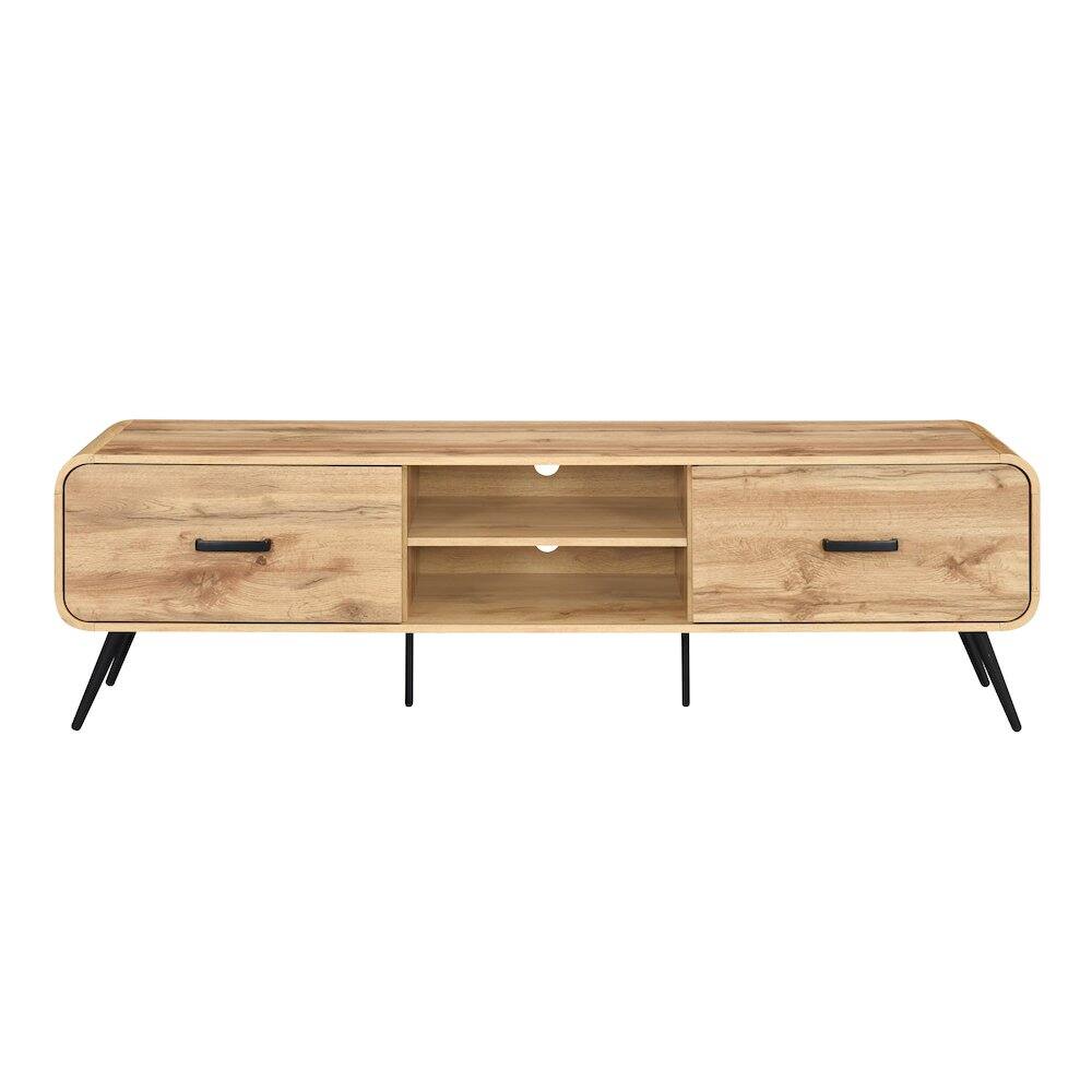 Alt View 1. New Classic Furniture - Rowan Wood Low Profile TV Console in Natural/Beige - Brown.