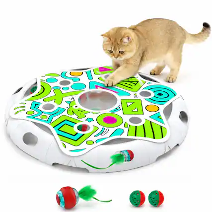 Front. PawsPik - PawsPik Spin & Chase Interactive Smart Cat Toy - white.
