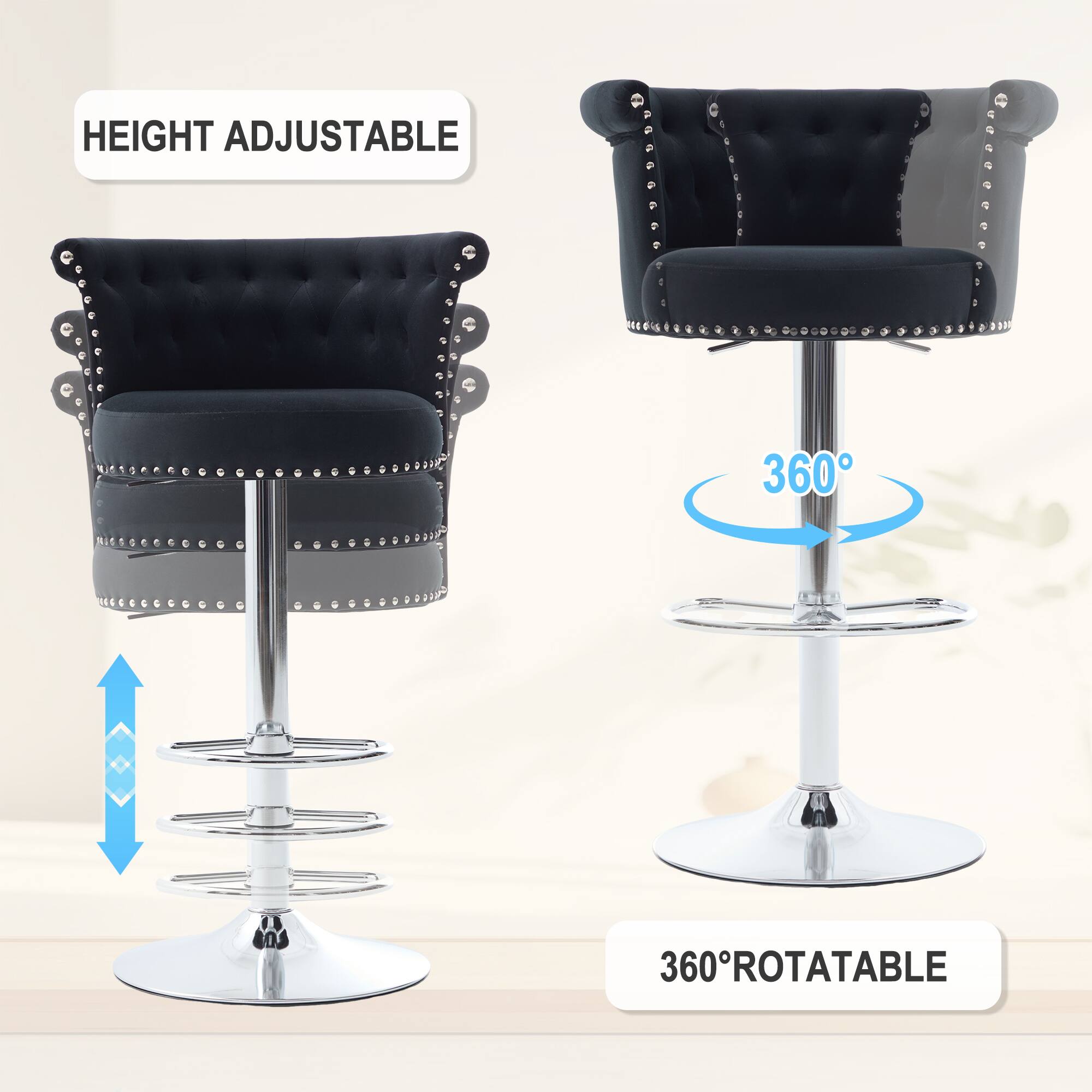 HEIGHT ADJUSTABLE

360° ROTATABLE
