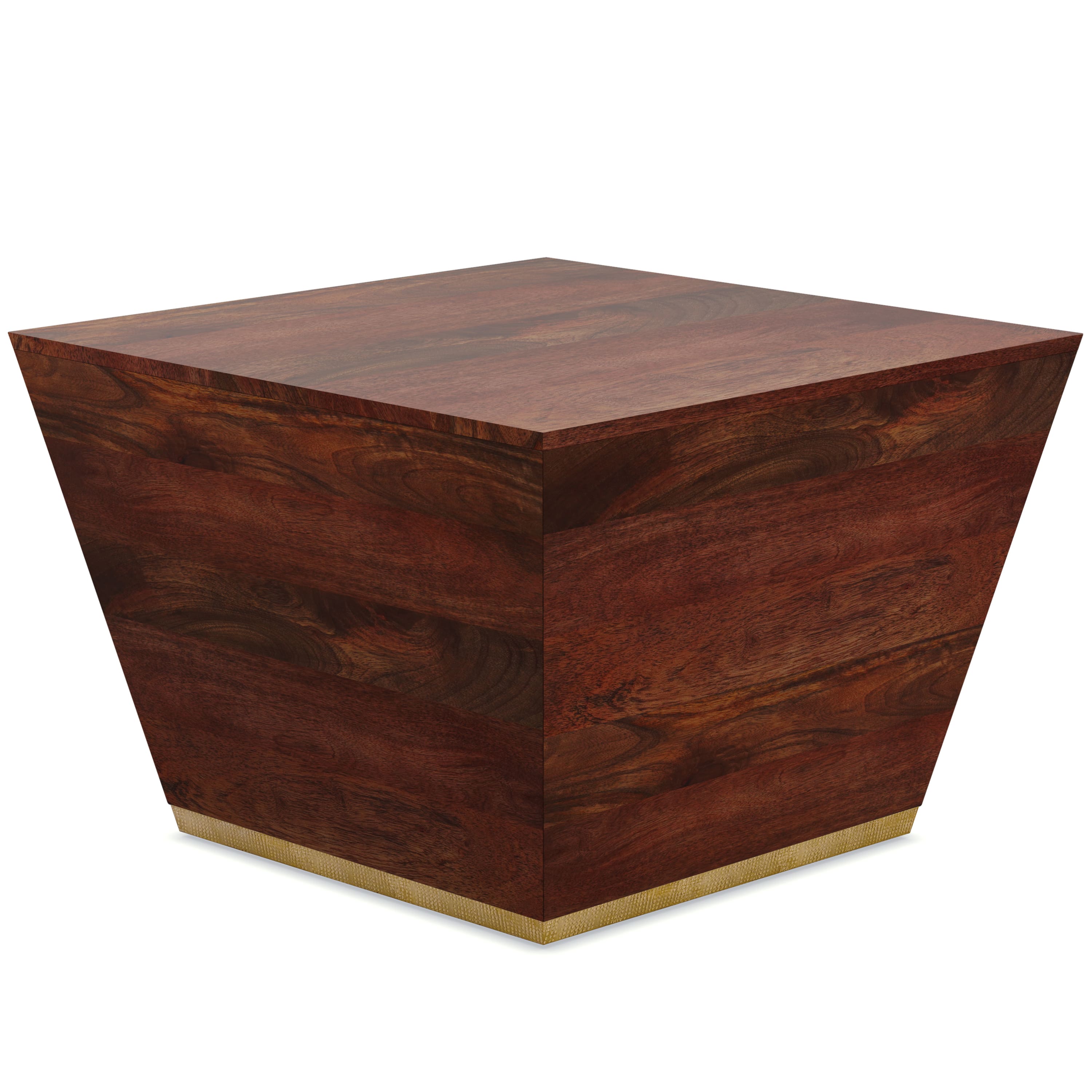 Front. Simpli Home - Abba  Square Coffee Table - Cognac Brown.