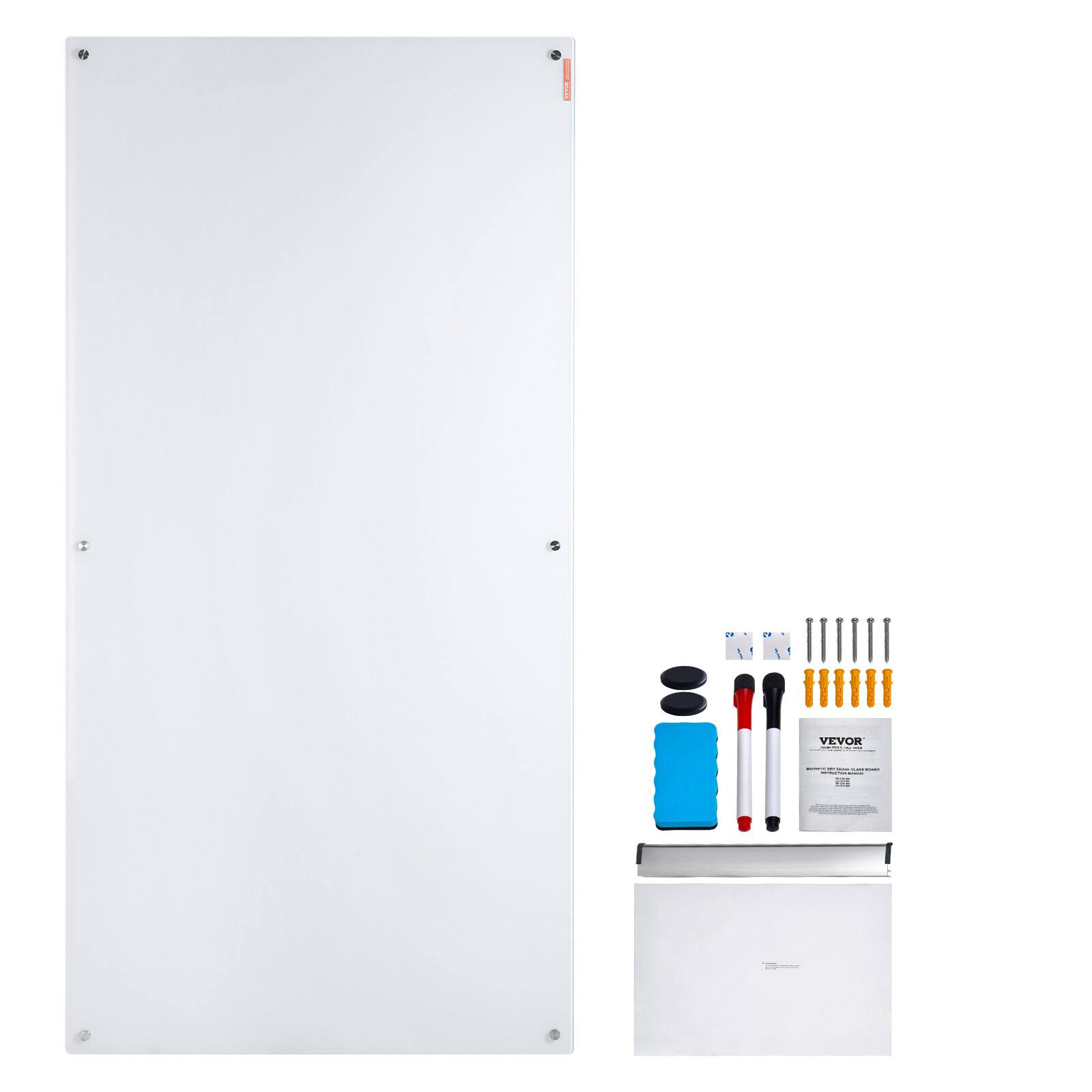 Alt View 5. VEVOR - Magnetic Glass Whiteboard, Dry Erase Board 72"x36", Wall-Mounted Large White Glassboard Frameless - White.