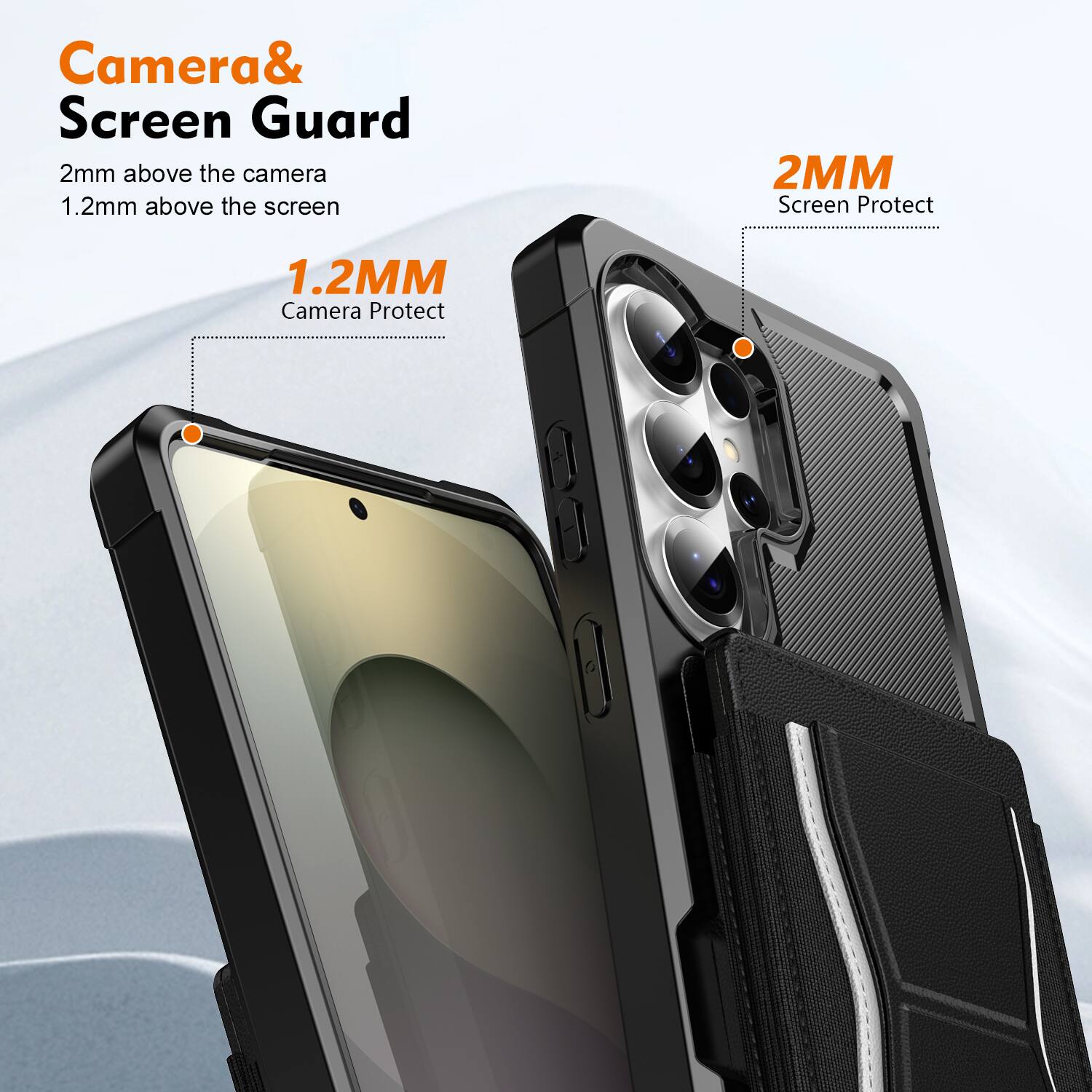 Camera & Screen Guard  
2mm above the camera  
1.2mm above the screen  

1.2MM Camera Protect  
2MM Screen Protect