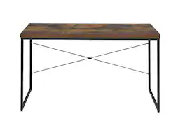 Forest'nSky - Writing Desk, 3-in-1 Dressing Table & Game Table with Weathered Top and Black Metal Legs for Bedroom, Living Room - Oak