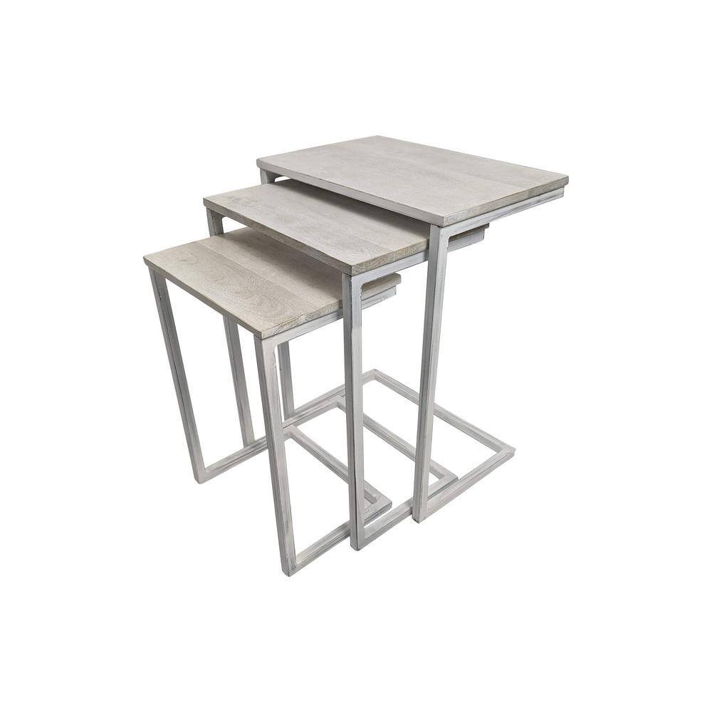 Alt View 8. Carolina Chair & Table - Addison Nesting Table Set - Whitewash - Whitewash.
