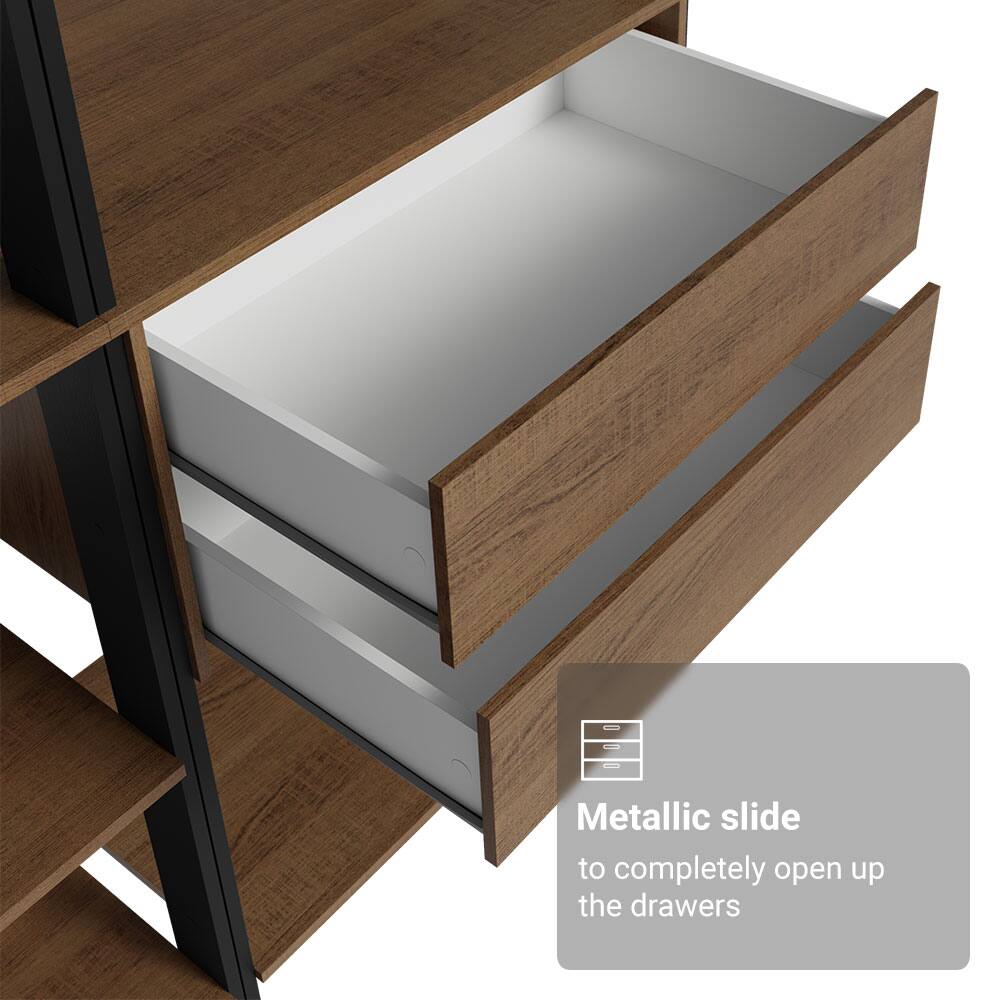Metallic slide to completely open up the drawers