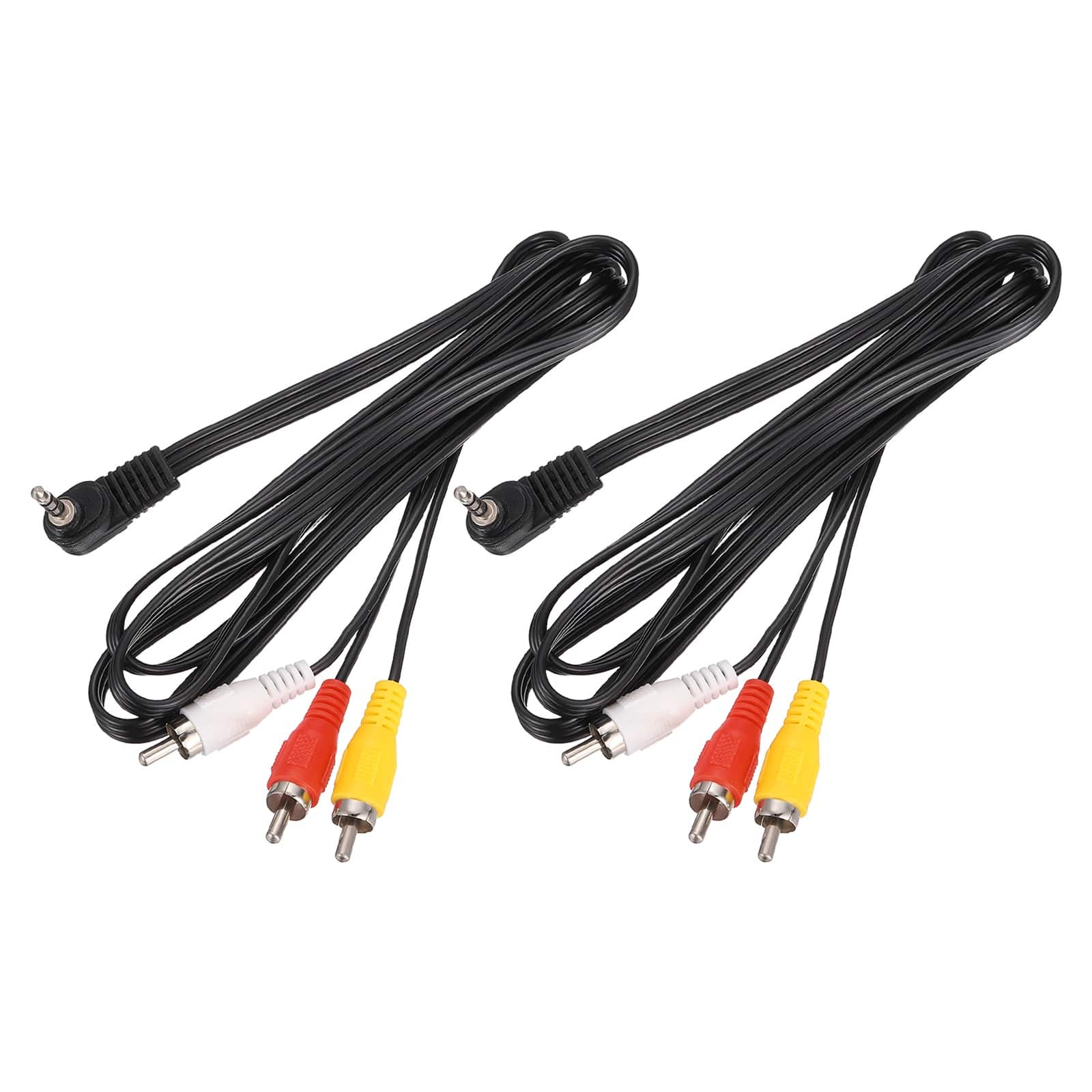Unique Bargains - 2pcs TRRS3.5mm Male Right Angle to Gold Plating RCA Jack Cable (R+W+Y), 1.2m/4ft, 2mm PVC Copper Core Audio AUX Cable - Black