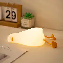 MAGICAL RUBS - Led Lying Flat Duck Night Light 3 Level Dimmable Nightlight Cute Lamps Silicone Squishy Up Rechargeable Bedside - A-Duck light