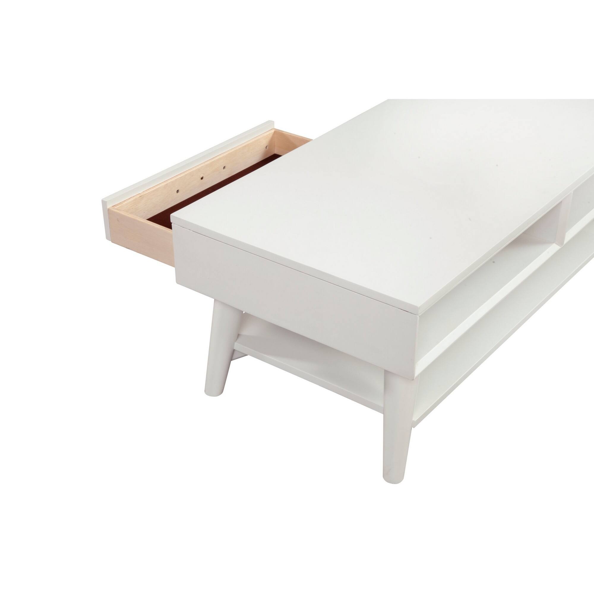 Left. Manhattan Lane - Coffee Table with 1 Drawer and Open Shelf - White.
