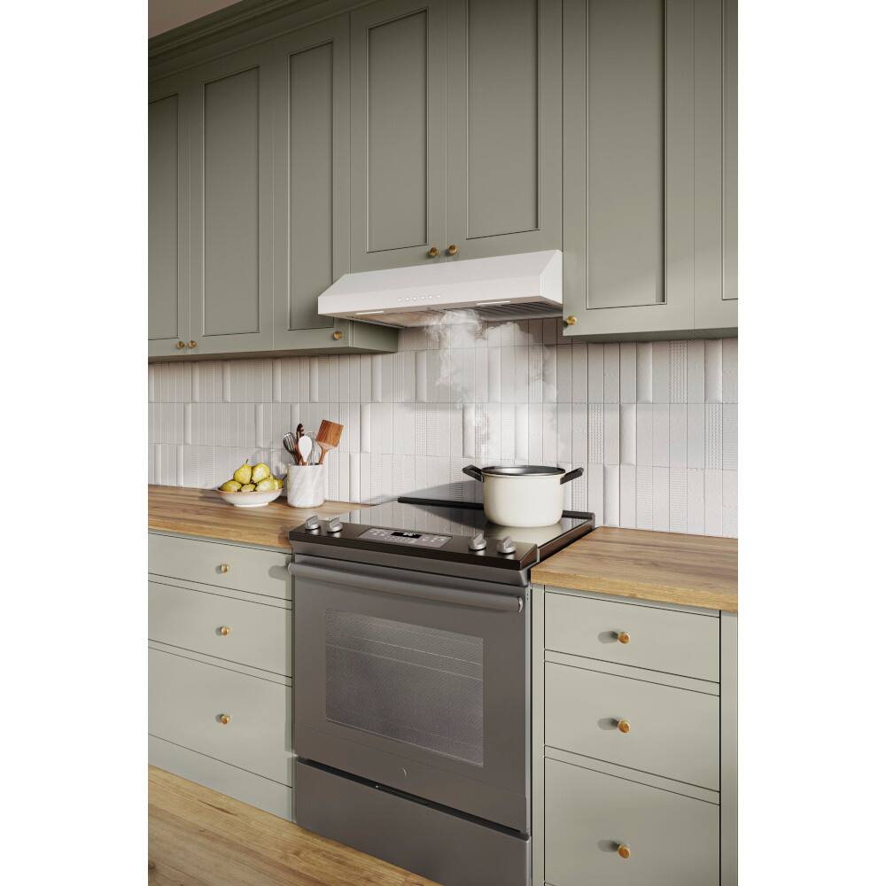 Alt View 13. Broan - Glacier 30-Inch 490 MAX Blower CFM 1.0 Sones White Range Hood - White.