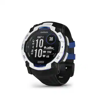 Garmin - Instinct 3 Solar GPS Smartwatch 50 mm Fiber-reinforced Polymer - Whitestone with black/bolt blue silicone band - (2025)