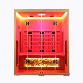 RYHNUYNE - 3 Person Hemlock Wood Far Infrared Sauna, Dry Heat, Low EMF Heaters, Digital Control Panel, Home Spa - Natural