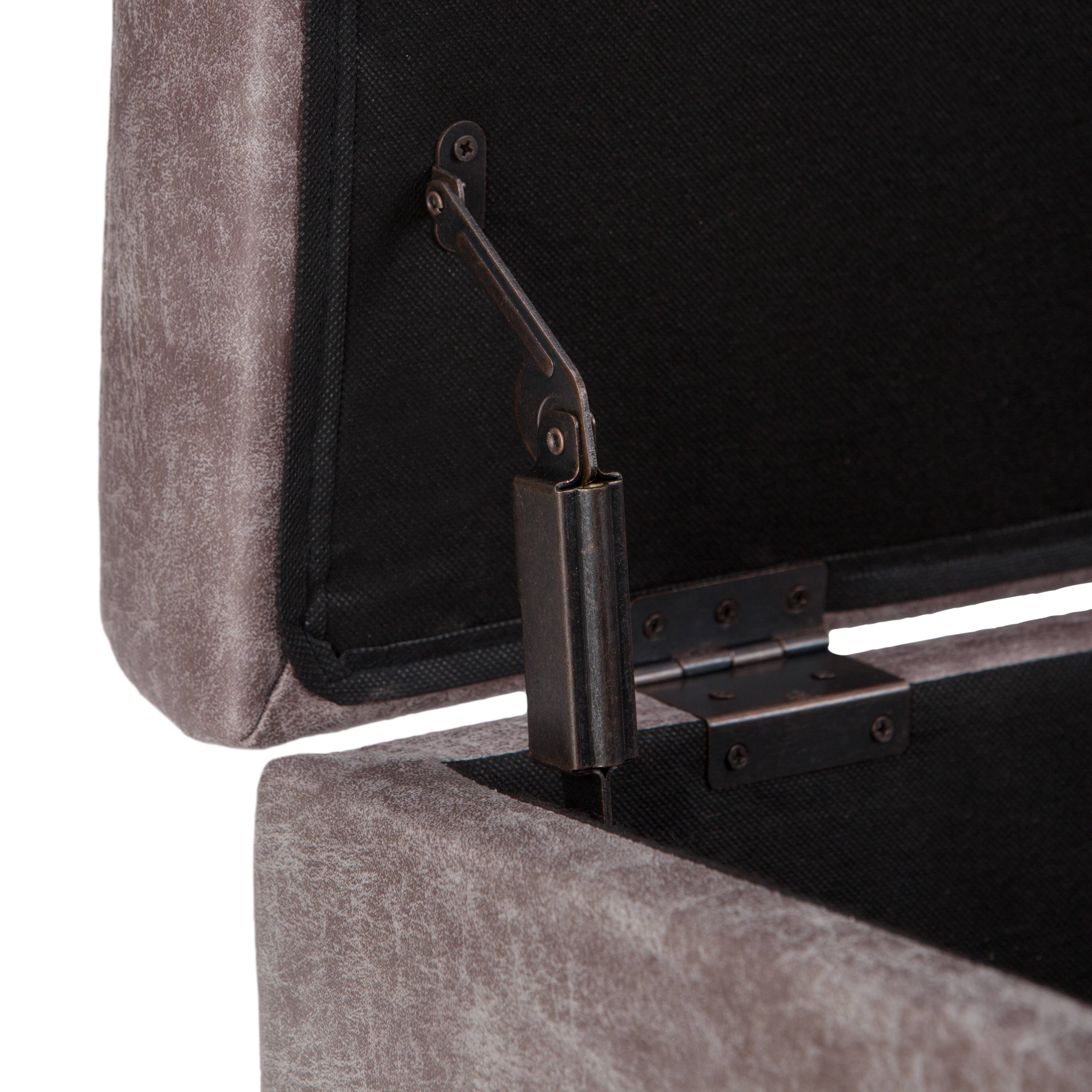 Alt View 13. Simpli Home - Owen 34 inch Wide Mid Century Modern Rectangle Coffee Table Storage Ottoman - Distressed Gray Taupe.