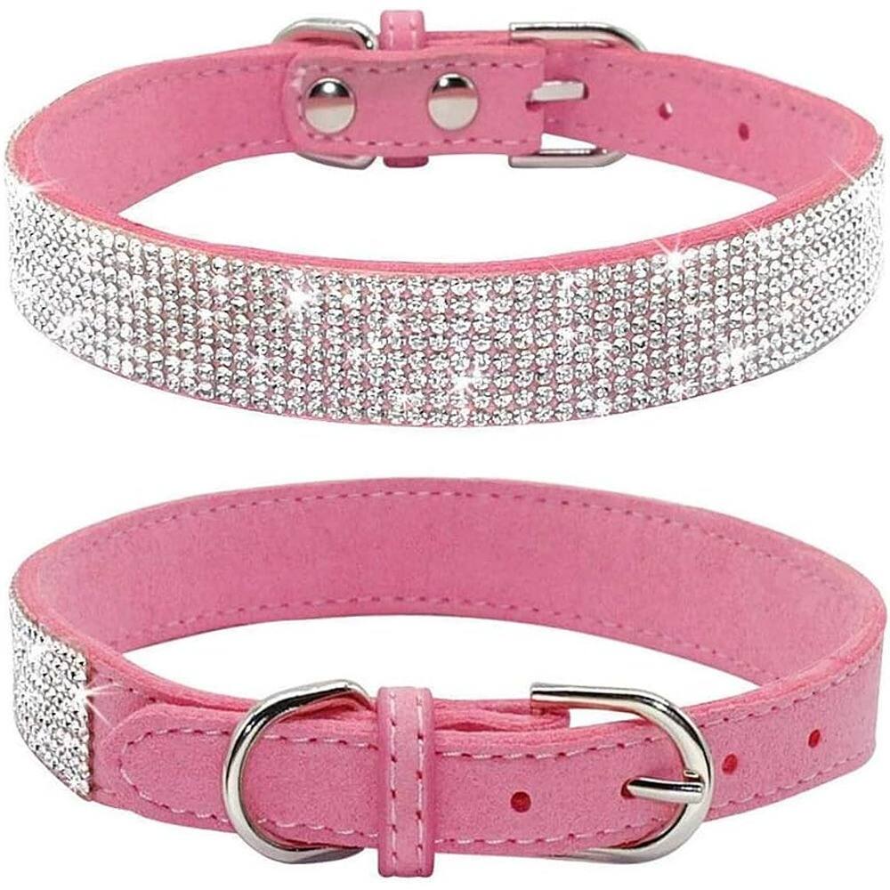 Alt View 1. MOSZAR LLC - Microfiber Dog Collar & Leash Set – Reflective, Soft Leather, Small/Med - Pink.
