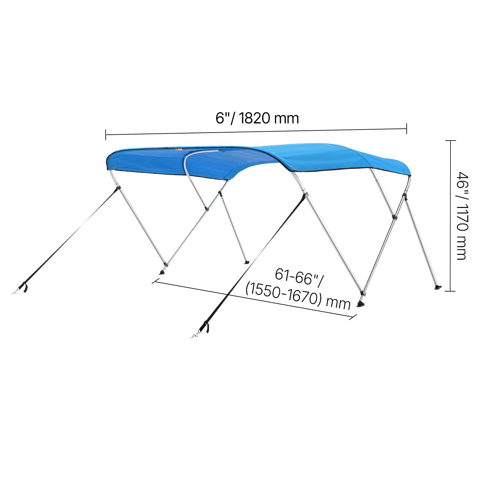 6" / 1820 mm  
46" / 1170 mm  
61-66" / (1550-1670) mm