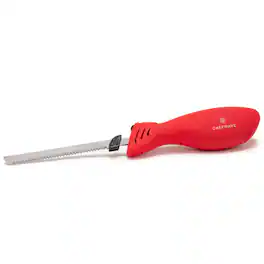 ChefWave - Rechargeable Electric Knife with 2 Serrated Blades and Safety Lock (Red)