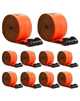 VEVOR - Winch Straps, 4 in x 30 ft Truck Straps with Flat Hook, 10 Pack Heavy Duty Trailer Straps with 18000 lbs Break Strength - Orange