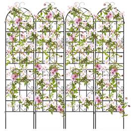 Costway - 4 Pack 87" x 20" Metal Garden Trellis Decorative Outdoor Trellis - Black