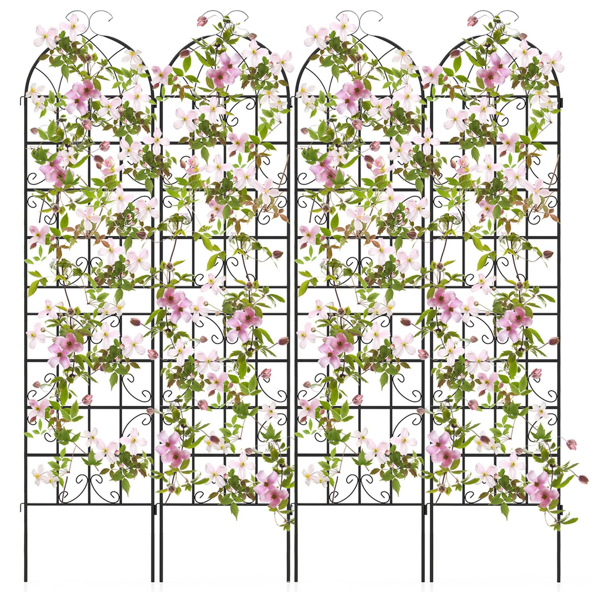 Front. Costway - Costway 4 Pack 87" x 20" Metal Garden Trellis Decorative Outdoor Trellis - Black.