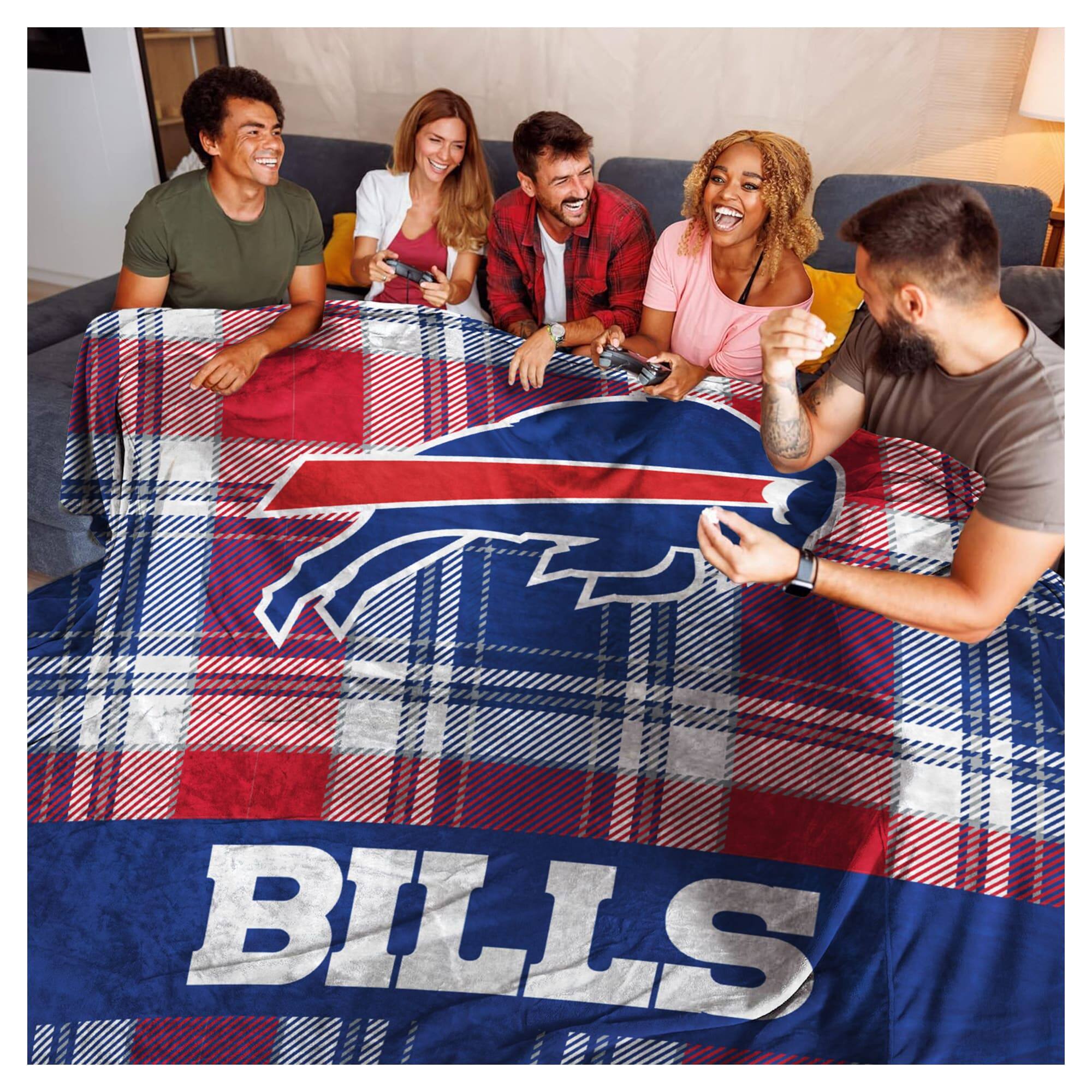Alt View 1. Pegasus - Buffalo Bills 66" x 95" Oversized Plaid FAN-mily Ultra Cozy Blanket - Multicolor.
