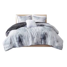 Gracie Mills - Carina 4-PC Tye Printed Duvet Cover Set - Charcoal