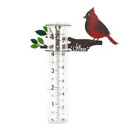 La Crosse Technology - La Crosse 704-4612 5-inch Capacity Metal Cardinal Rain Gauge - Brown