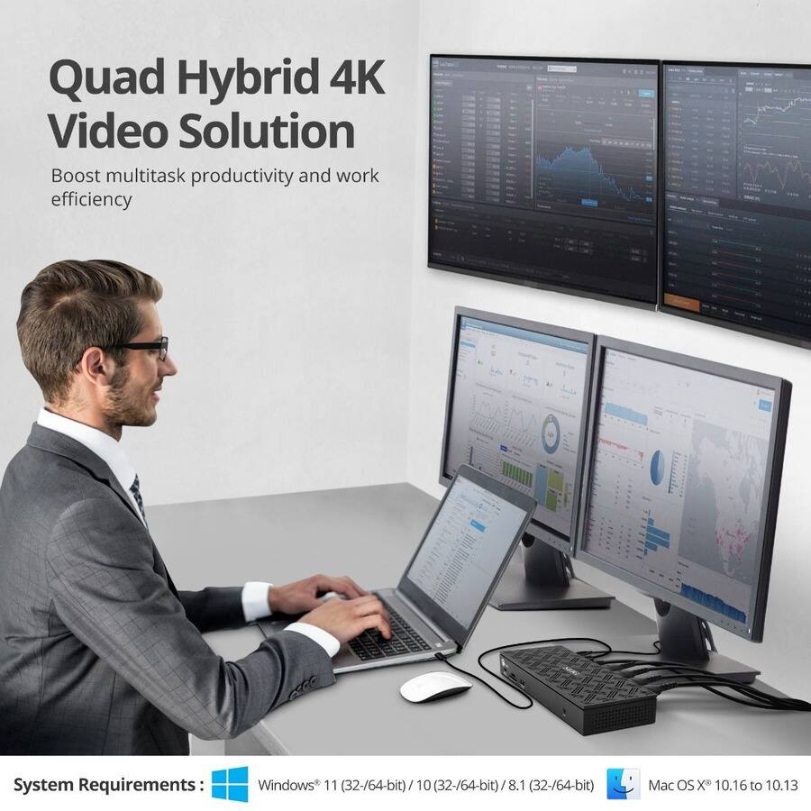 Quad Hybrid 4K Video Solution  
Boost multitask productivity and work efficiency  

System Requirements:  
Windows® 11 (32-/64-bit) / 10 (32-/64-bit) / 8.1 (32-/64-bit)  
Mac OS X 10.16 to 10.13