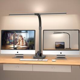 Dazzling Pops - Double Head Led Desk Lamp Architect Lamps For Home Office Brightest Workbench Lighting 5 Color Modes And - Black-Desktop Big