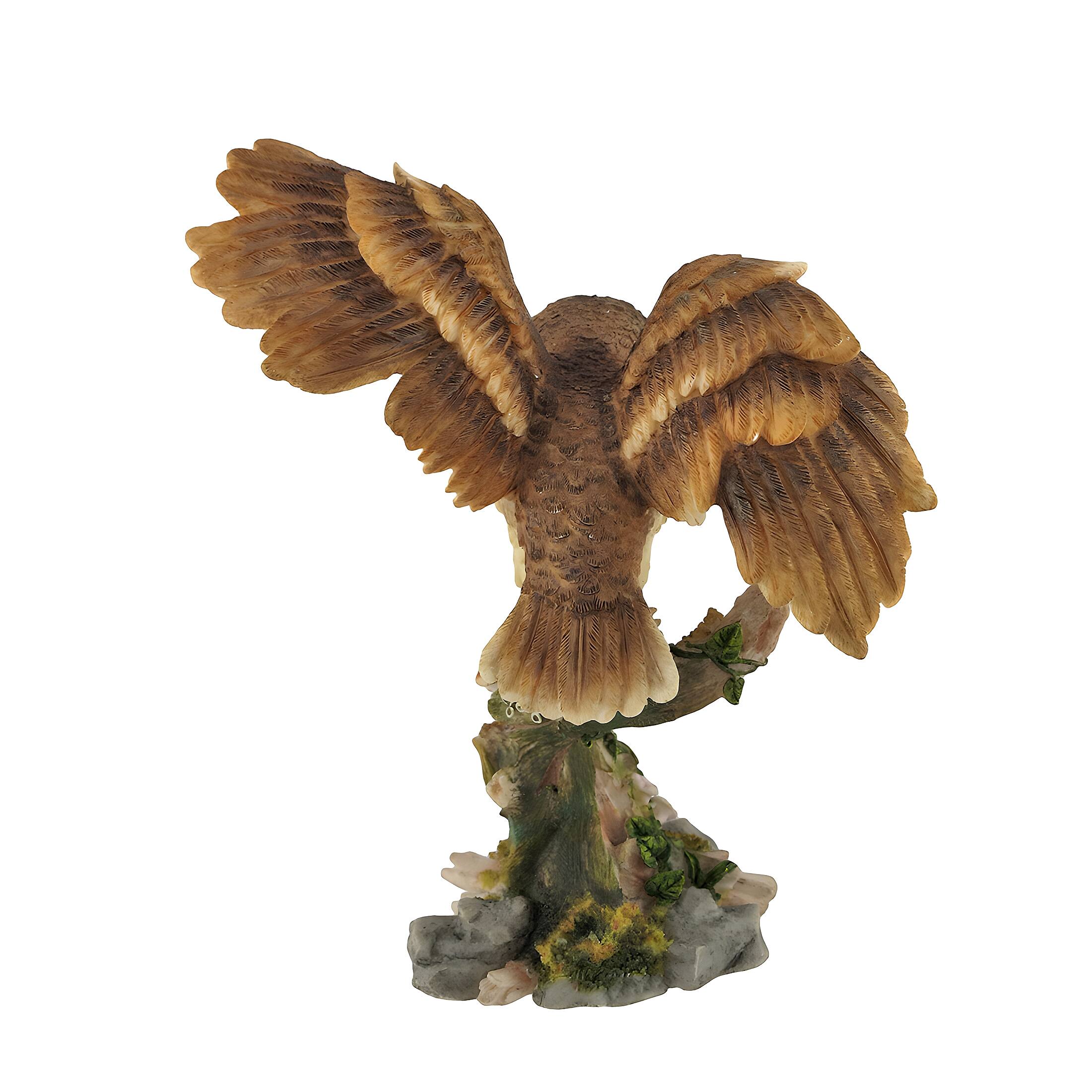 Alt View 2. Veronese Design - Owl Spreading Wings on Perch Statue - Off-white.