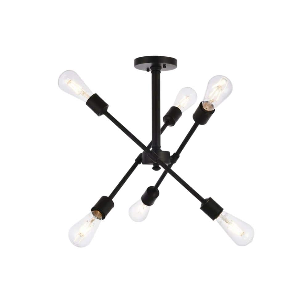 Living District - Axel 6 lights flushmount - Black