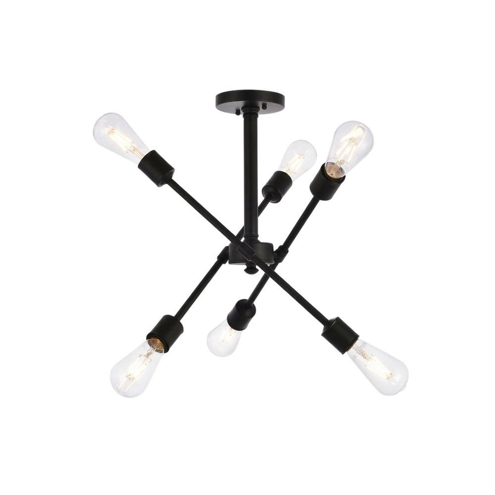 Front. Living District - Axel 6 lights black flushmount - Black.
