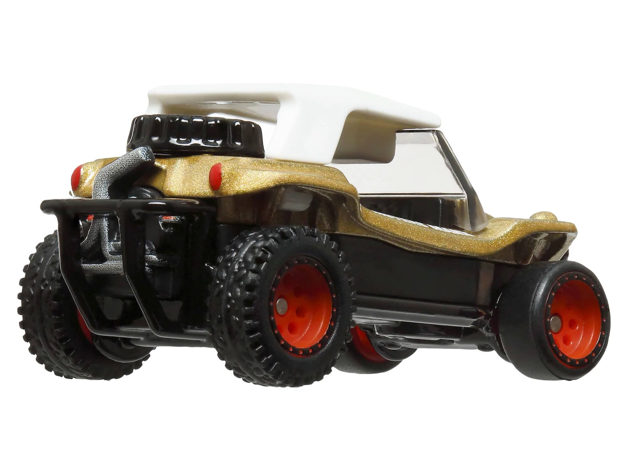 Left. Hot Wheels - Meyer Manx Dune Buggy #1 Gold Metallic with White Top "Boulevard" Series Diecast Model Car by Hot Wheels - Gold Metallic with White.