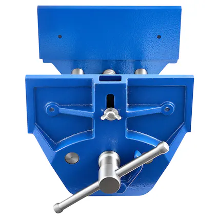 Front. VEVOR - Woodworking Vise, 9 Inch Jaw Width, Quick Release Wood Bench Vise, 10.2 Inch Max Jaw Opening, Cast Iron Construction - Blue.