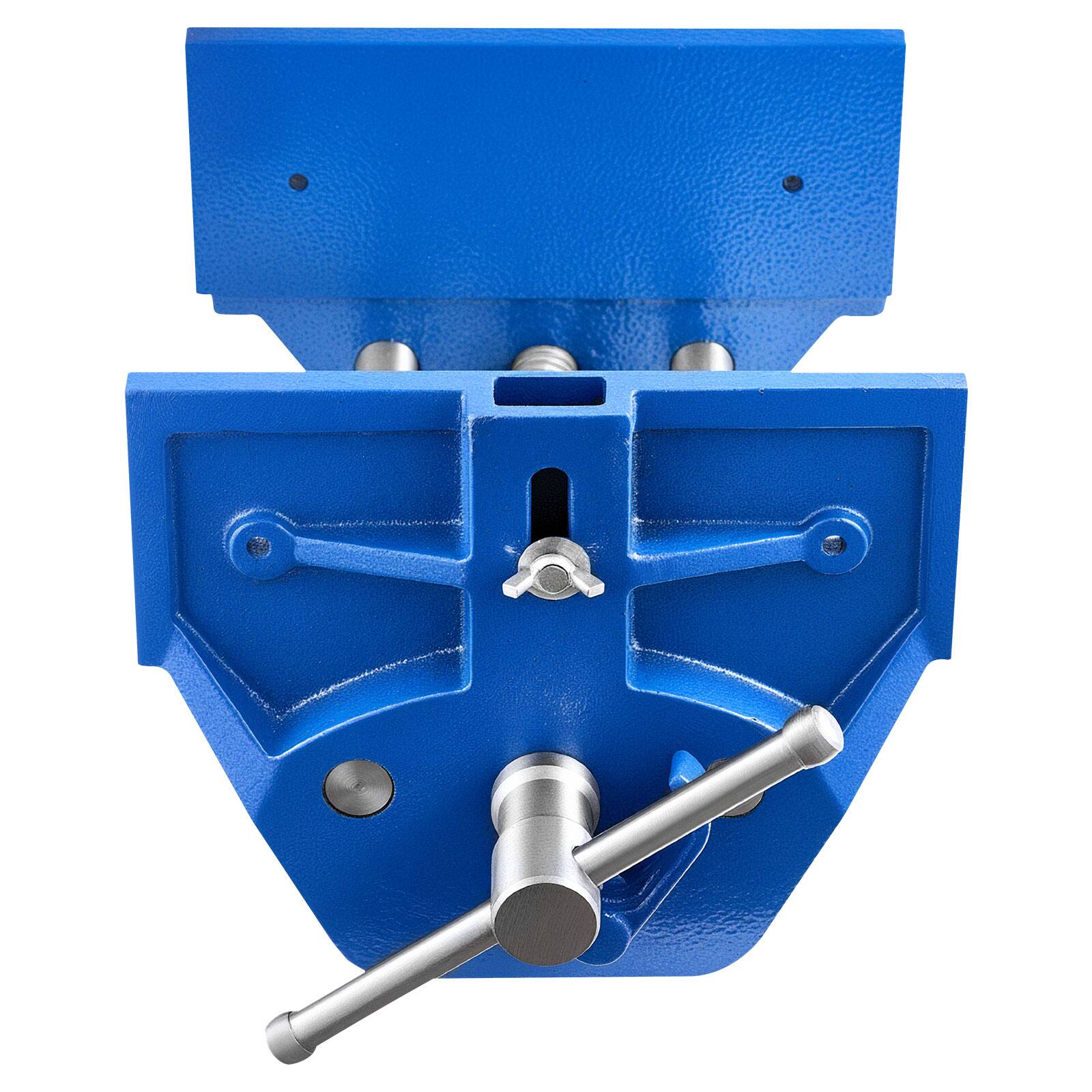 Front. VEVOR - Woodworking Vise, 9 Inch Jaw Width, Quick Release Wood Bench Vise, 10.2 Inch Max Jaw Opening, Cast Iron Construction - Blue.