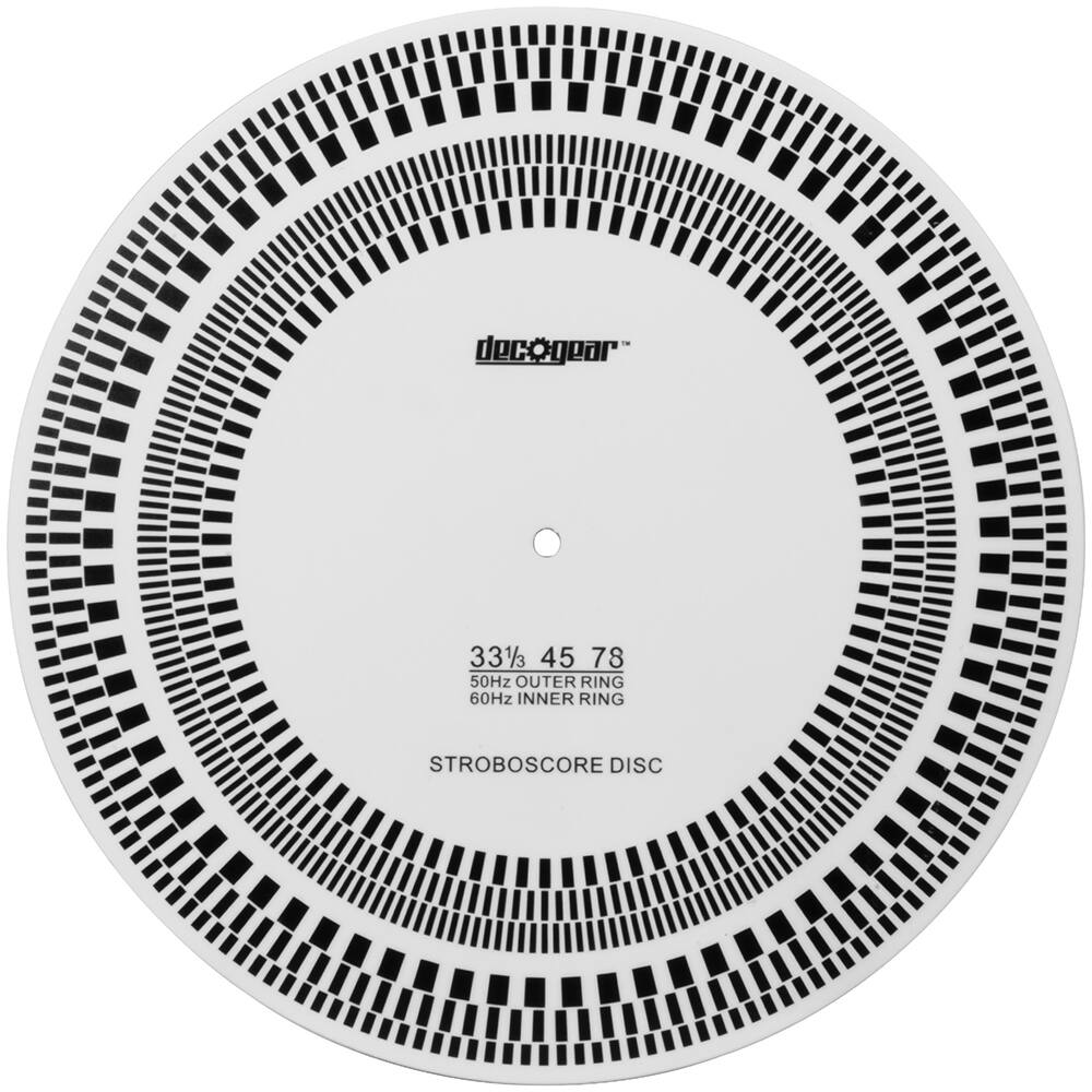 decogear 33 1/3 45 78 50Hz OUTER RING 60Hz INNER RING STROBOSCORE DISC