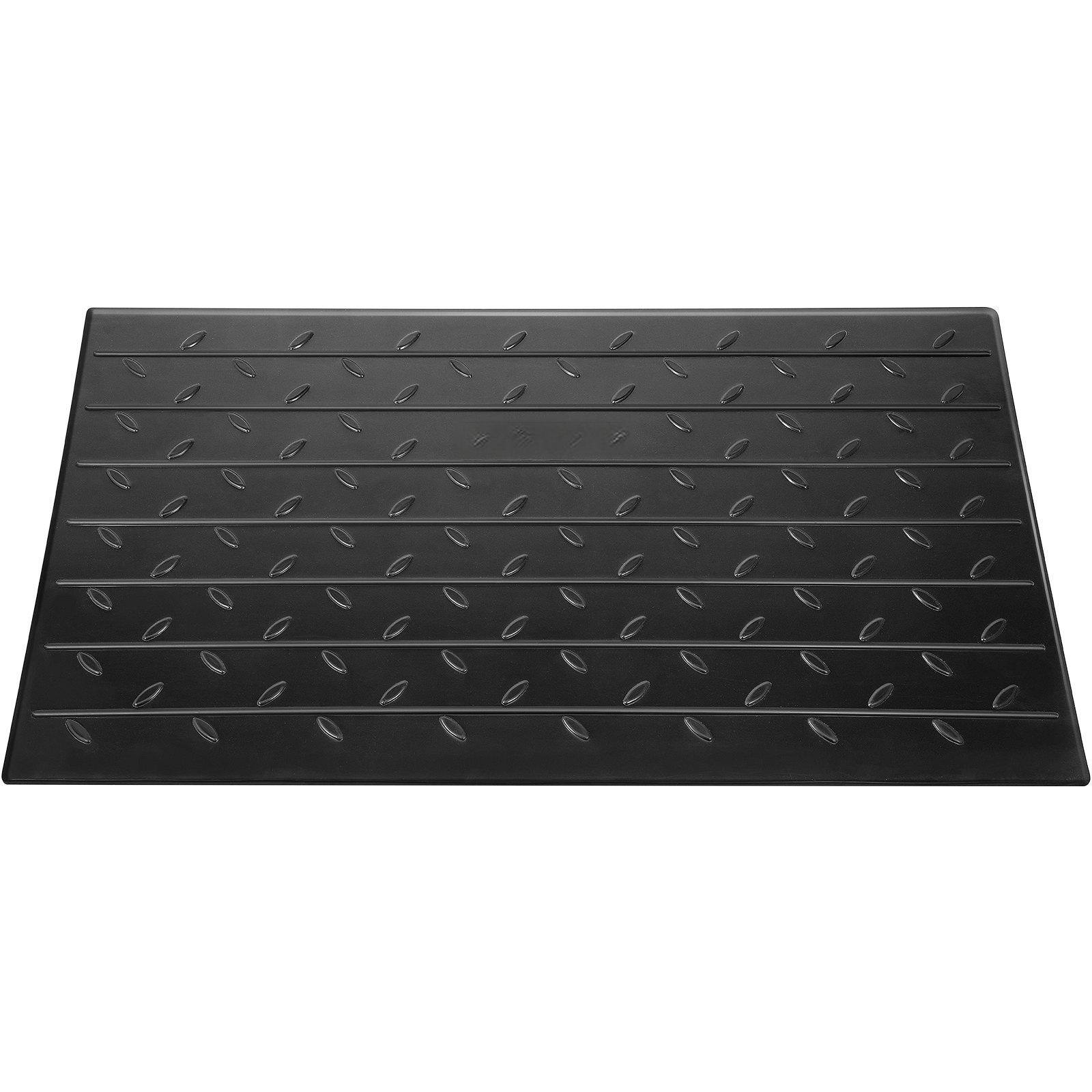 Front. Glintex - 4" Rise Rubber Threshold Ramp，3 Channels, 2,200 lbs Capacity, Non-Slip Doorway Ramp for Wheelchairs, Scooters, Cables. - Natural.