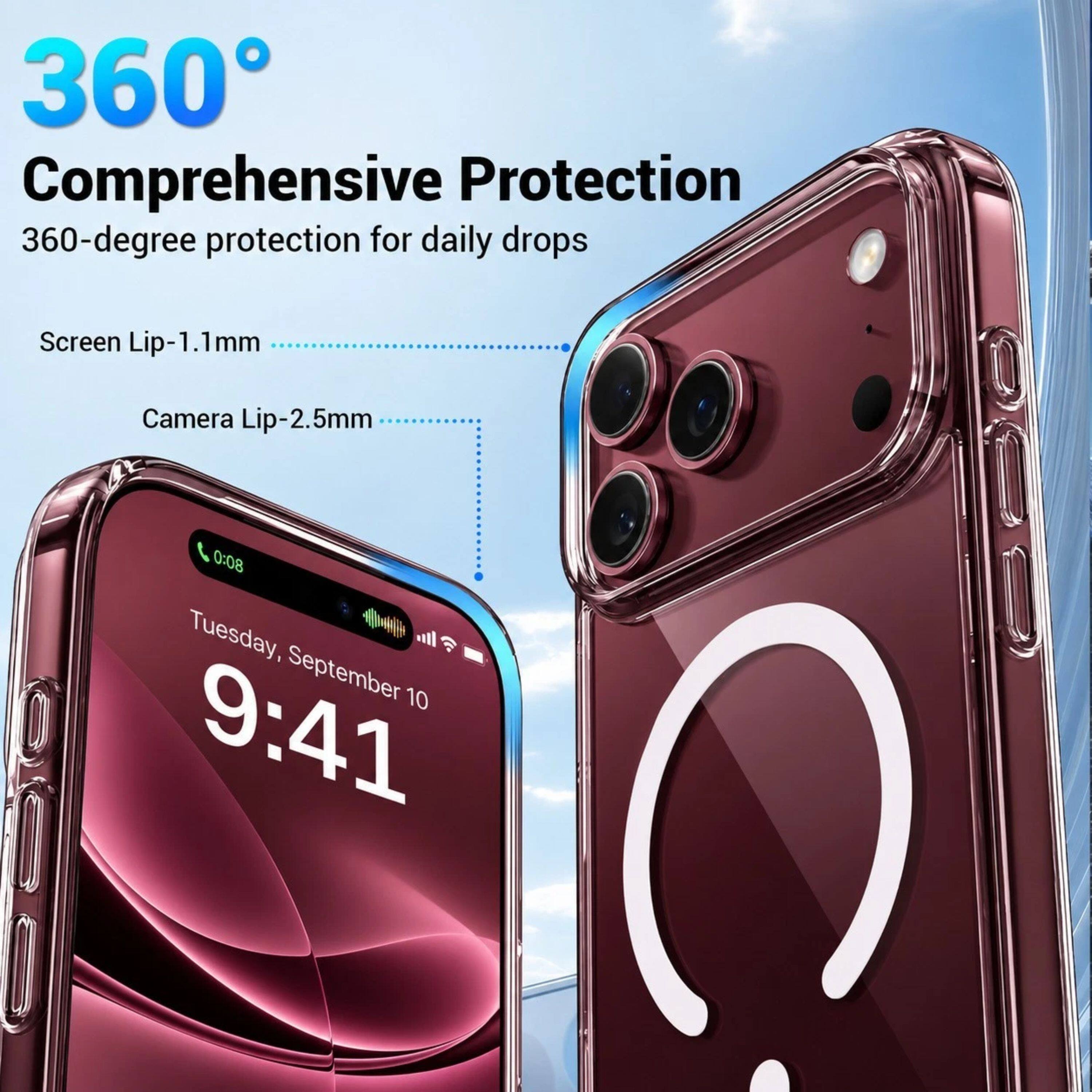 360° Comprehensive Protection  
360-degree protection for daily drops  

Screen Lip-1.1mm  
Camera Lip-2.5mm  

0:08 Tuesday, September 10 9:41