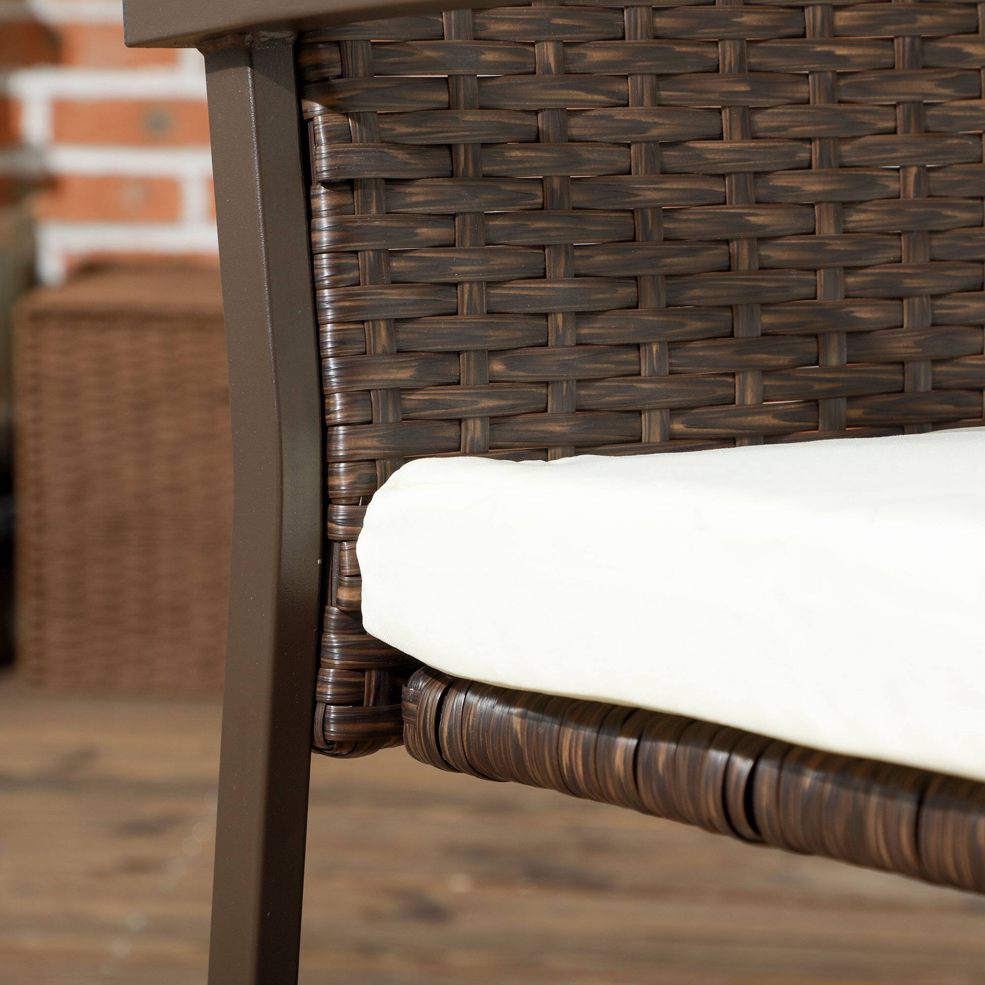 Alt View 7. Outsunny - 2 Piece PE Rattan Outdoor Dining Chairs with Cushion, Patio Wicker Dining Chair Set with Backrest, Armrests for Patio - Cream White.