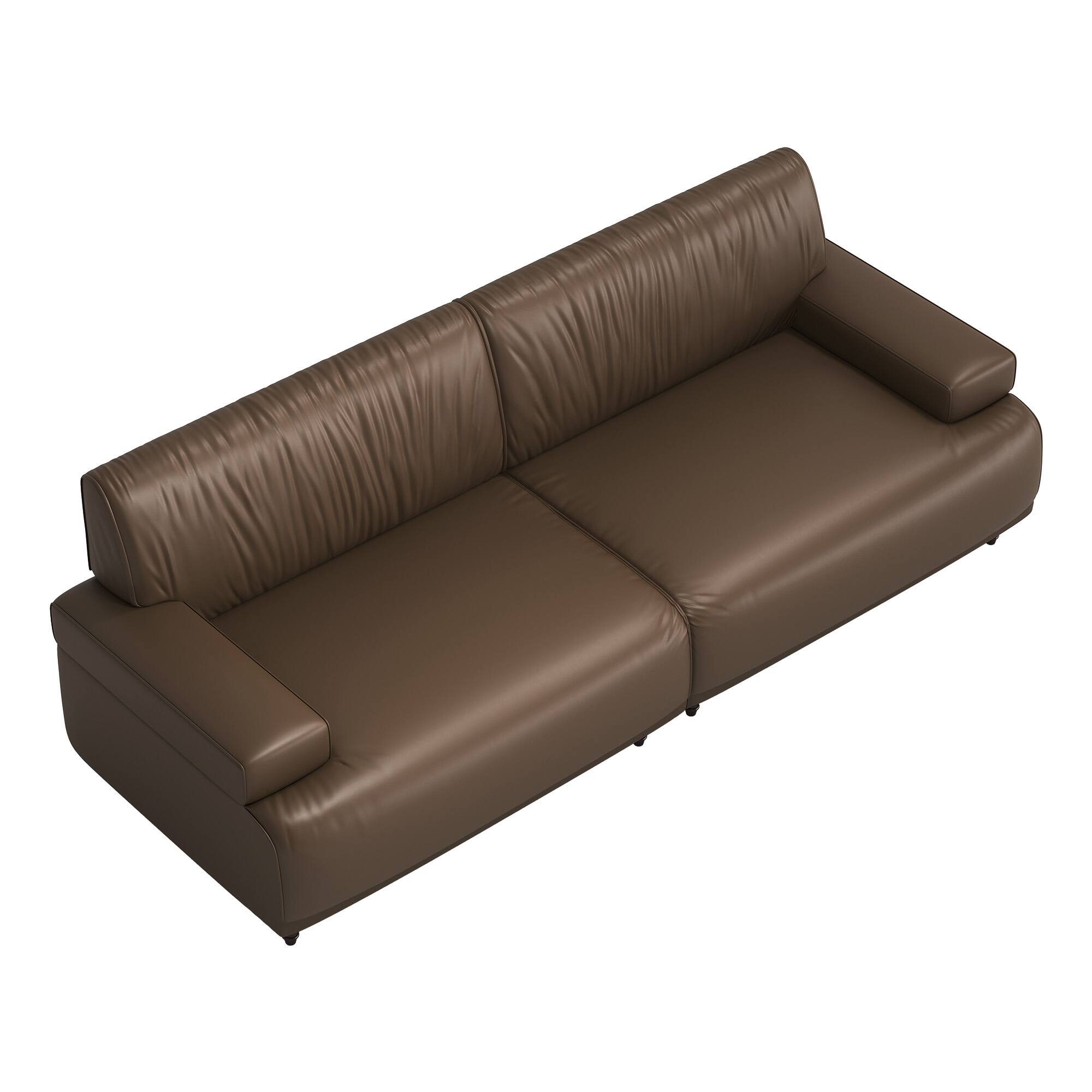 Alt View 5. luck idea - 86.4" Leather Sofa, Modern Living Room Combination Sofa - Brown.