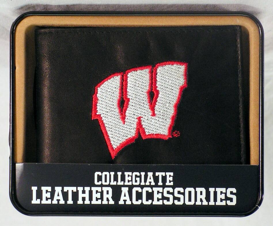 Rico Industries - Wisconsin Badgers Embroidered Black Leather Bi-fold Wallet - Multi