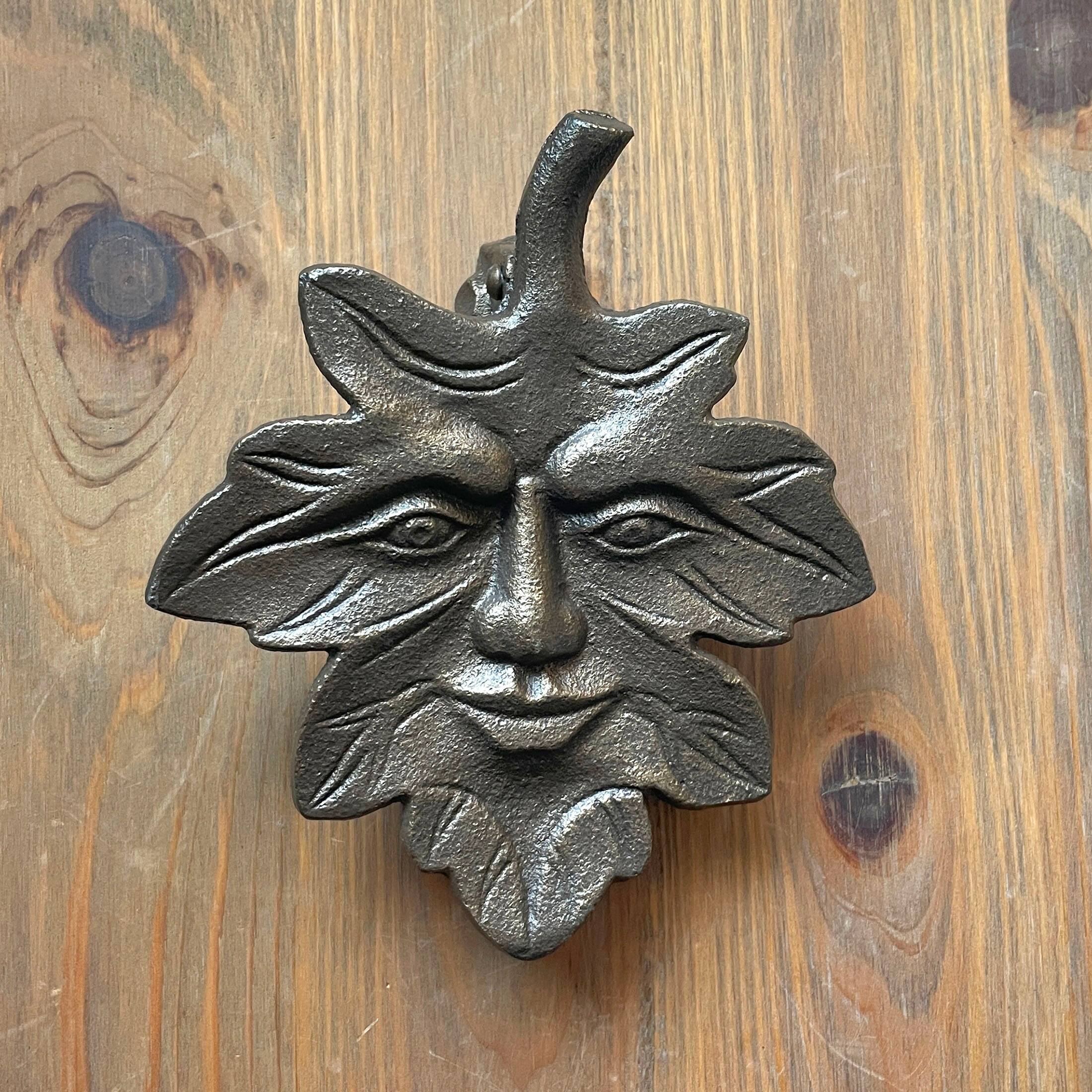 Alt View 3. Zeckos - Bronze Finish Cast Iron Leaf Face Door Knocker - Artistic Entry Decor - Bronze.