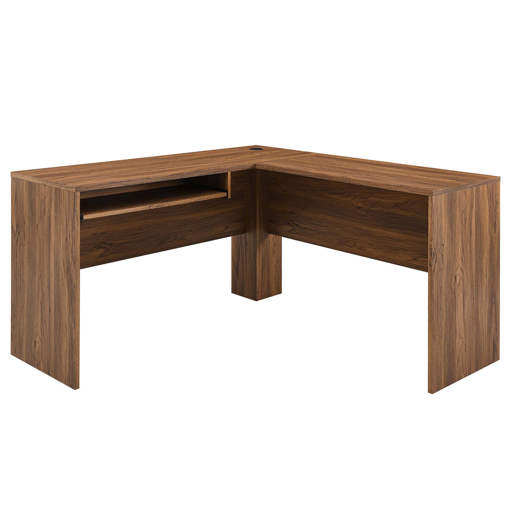 Alt View 1. Modway - Venture L-Shaped Wood Office Desk by Modway - Walnut.