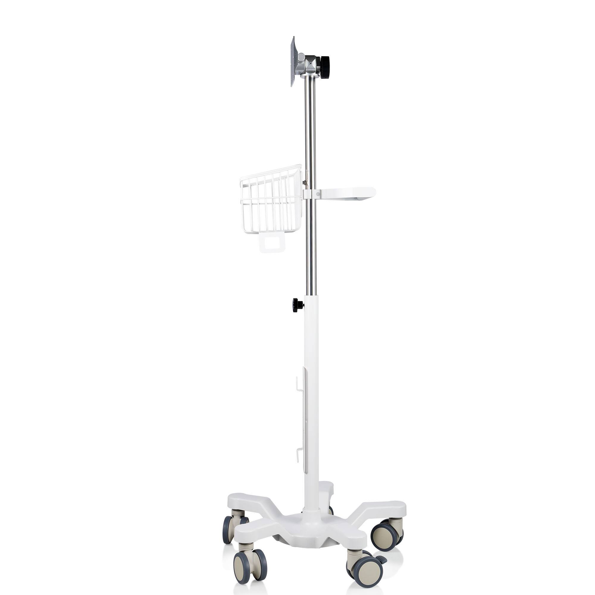 Left. Viva Comfort - Adjustable Height Mobile Cart Stand with Storage Basket for Welch Allyn 4400 Vital Signs Monitor - White.