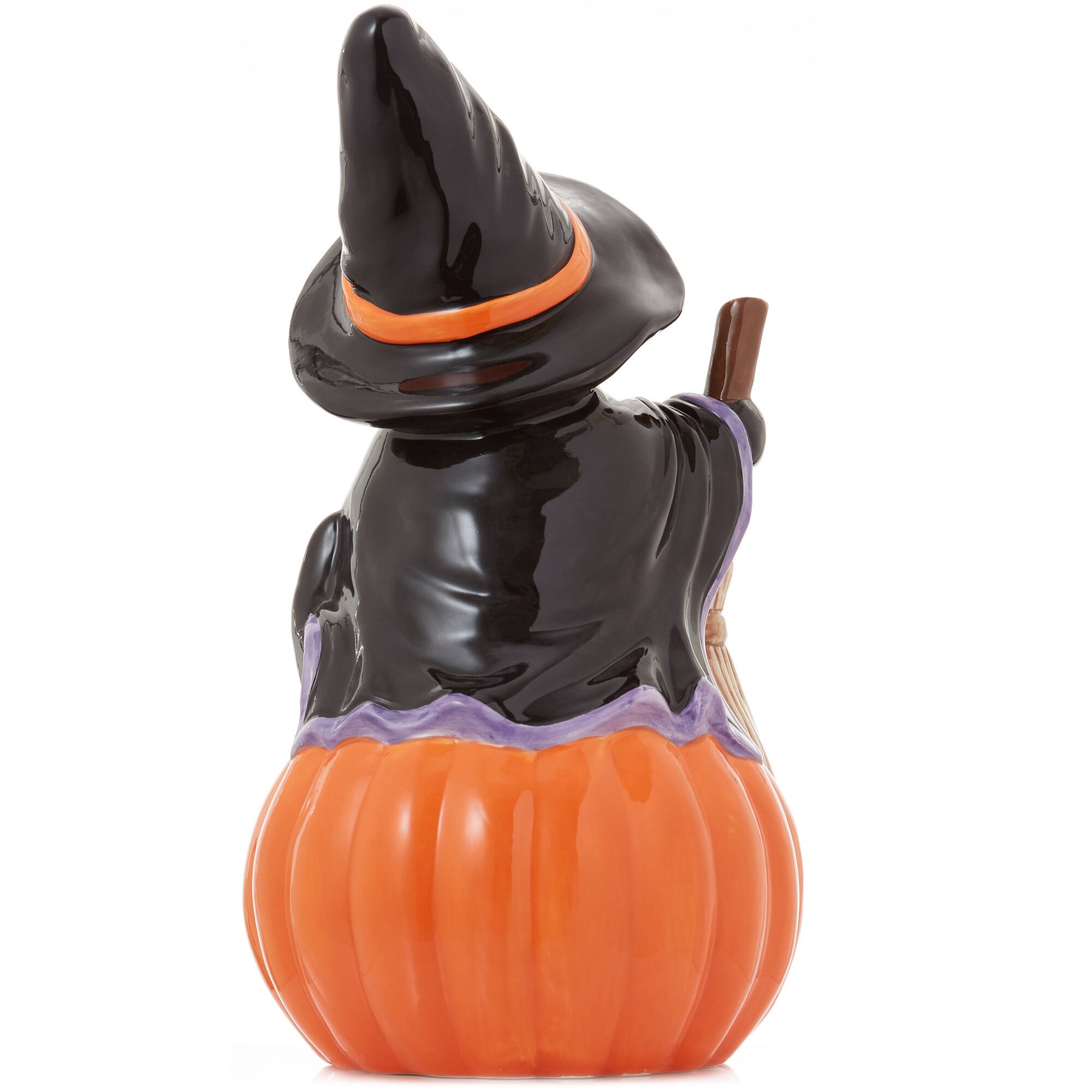 Alt View 1. Casafield - Pre-Lit Ceramic Halloween Hand-Painted Tabletop Indoor Home Decor - Black Cat.