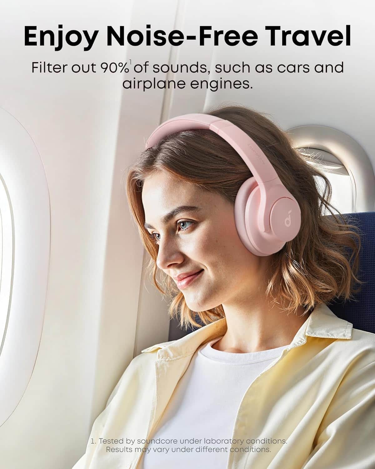 Enjoy Noise-Free Travel
Filter out 90% of sounds, such as cars and airplane engines.
1. Tested by soundcore under laboratory conditions. Results may vary under different conditions.