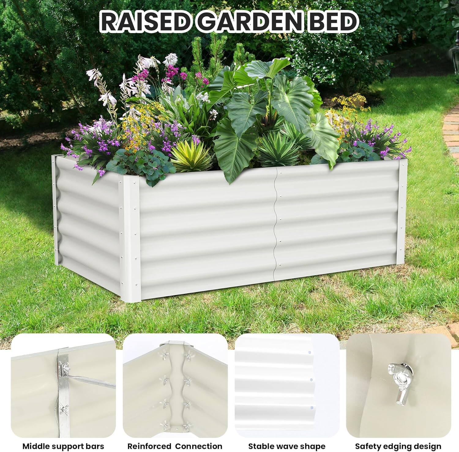 RAISED GARDEN BED

- Middle support bars
- Reinforced Connection
- Stable wave shape
- Safety edging design