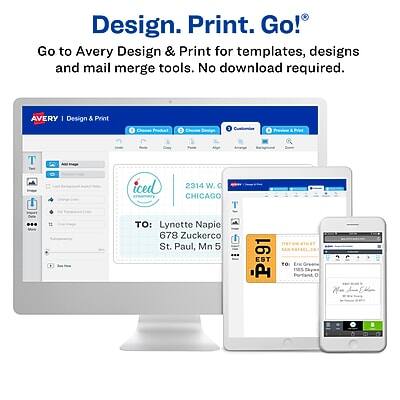 Design. Print. Go!  
Go to Avery Design & Print for templates, designs and mail merge tools. No download required.

AVERY | Design & Print

TO: Lynette Napic  
678 Zuckerco  
St. Paul, Mn 55105

EST 1914  
CHICAGO