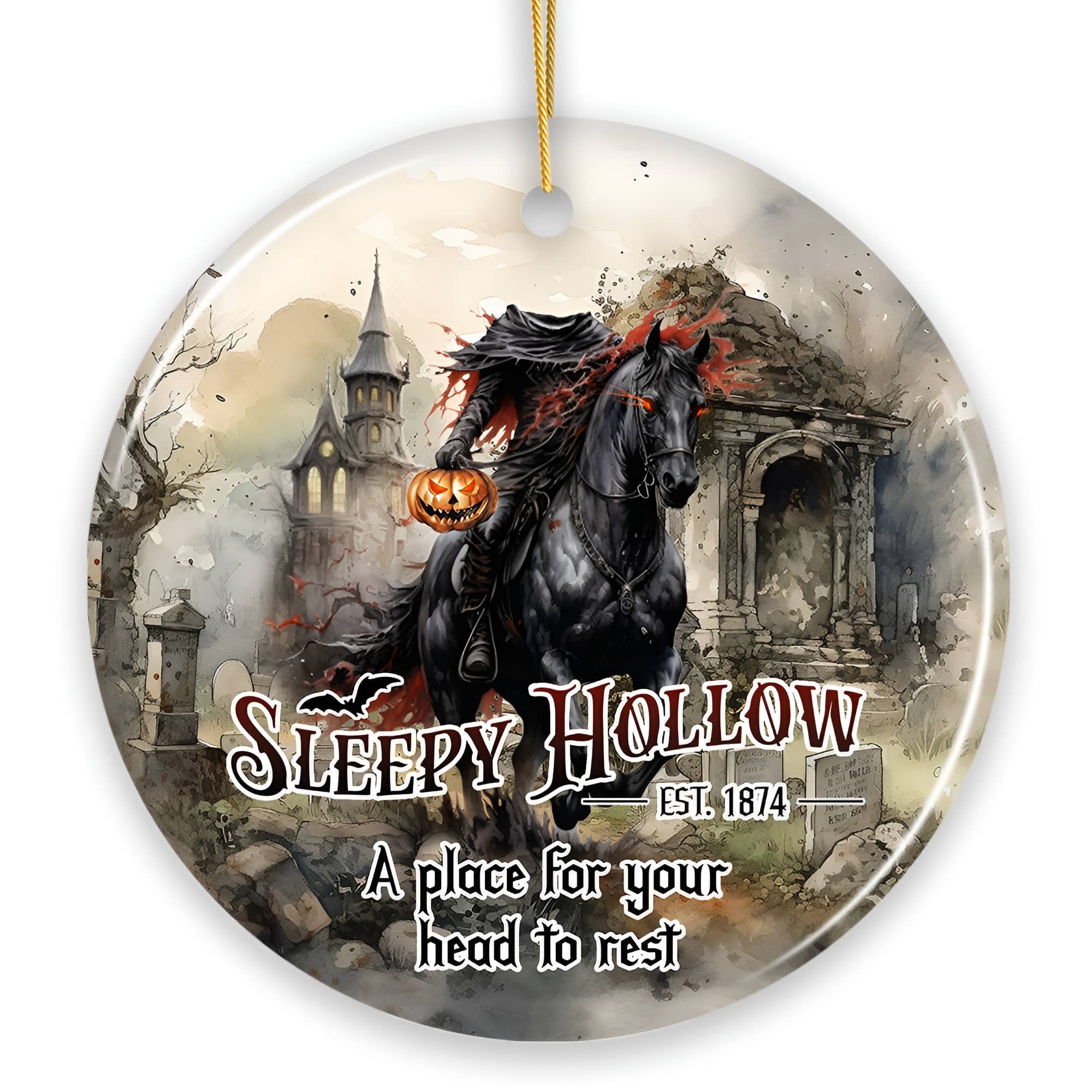 OrnamentallyYou - Vintage Sleepy Hollow Dark and Spooky Ornament Headless Horseman Halloween Souvenir - Multi-colored