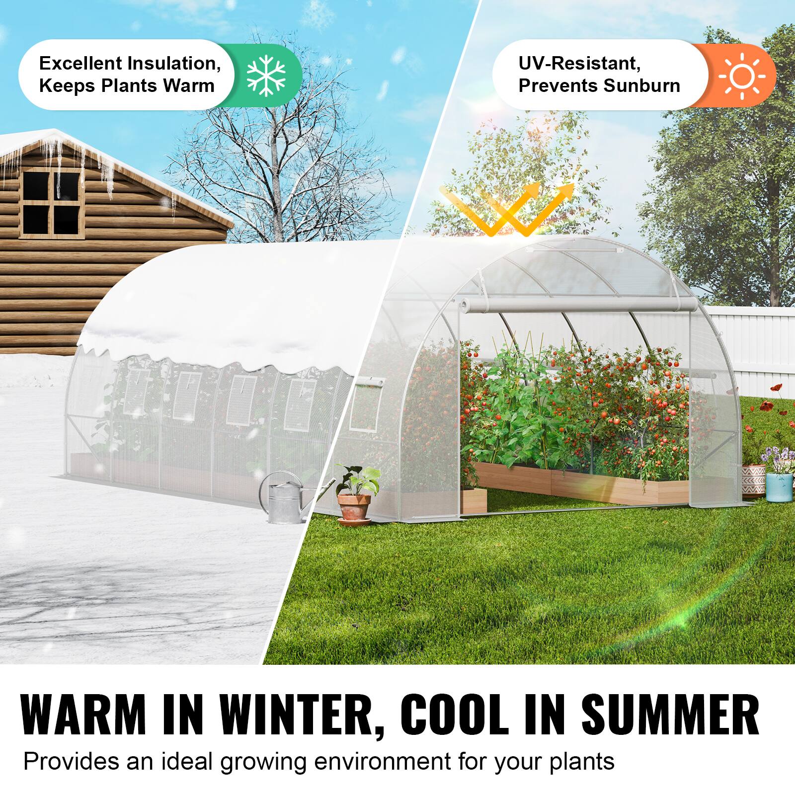 Excellent Insulation, Keeps Plants Warm, UV-Resistant, Prevents Sunburn, WARM IN WINTER, COOL IN SUMMER, Provides an ideal growing environment for your plants