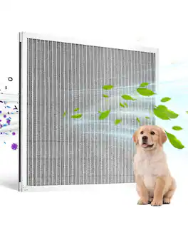 Glintex - Electrostatic Air Filter, 20x25x1 inch Washable Reusable Aluminum HVAC Filter MERV 8, Home Office Dust Odor Control - Silver